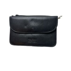 Wilson Leather Pelle Studio Black Keyring Wallet with Design 3.5" x 5"